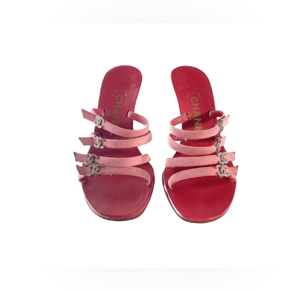 Chanel Rhinestone Logo Sandals